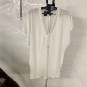 White V-Neck Short Sleeve Top